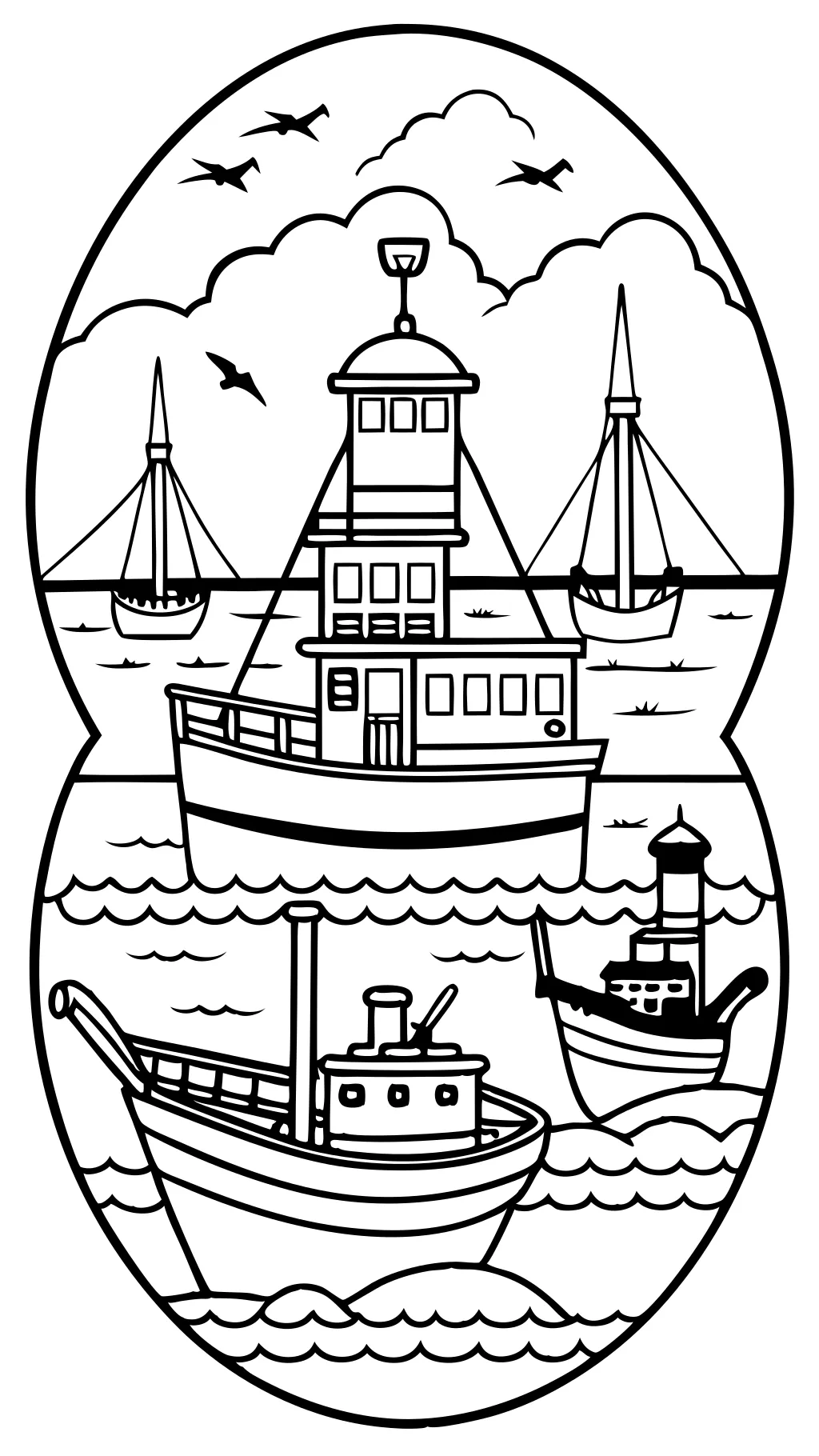 coloring pages of fishing boats